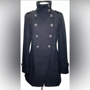 Versatile Vintage Black Military Style Women’s Lined Winter Coat Sz L